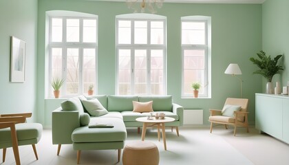 Fototapeta premium inimalist interior design style, futuristic home office, sleek furniture, state of the art technology