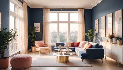 Fototapeta premium inimalist interior design style, futuristic home office, sleek furniture, state of the art technology