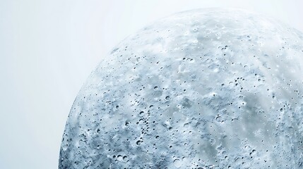 A frosty moon, where the surface seems to glisten with ice, highlighting the cold environment of space, isolated on a white background. 