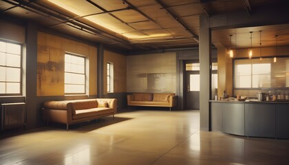 Fototapeta premium inimalist interior design style, futuristic home office, sleek furniture, state of the art technology