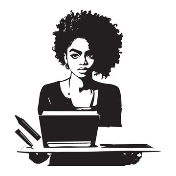 recommend clip art: Black woman painting hand drawn flat stylish cartoon sticker icon concept isolated illustration