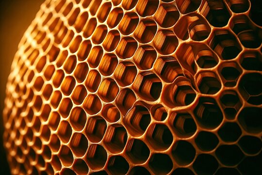 Detailed Honeycomb Close-Up with Intricate Patterns. Trypophobia.