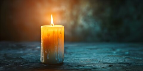 Sympathy Card Design with a Burning Candle on a Dark Background. Concept Sympathy Card Design, Burning Candle, Dark Background, Condolence Message, Grieving Symbolism