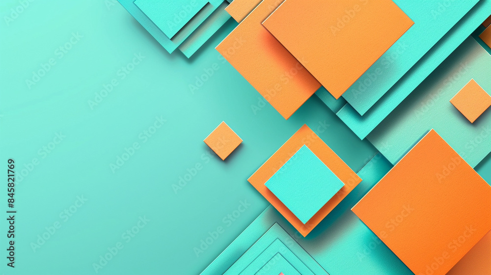 Wall mural orange and turquoise square shape background presentation design