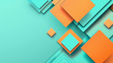 Orange and Turquoise square shape background presentation design