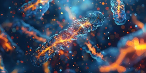 Obraz premium Observing the Intricate Chromosome Separation Process During Cell Division Under a Microscope. Concept Cell Division, Chromosome Separation, Microscope Observation, Intricate Process