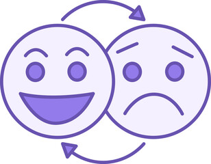 Colored Mood Icon. Vector Icon of Positive and Negative Emotions. Happy and Sad Face