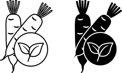 Icons Natural. Black and White Vector Organic Products Icons. Organic Farming Concept