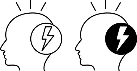 Stressed icons. Black and White Vector Icons of Depressed and Anxious Person. Emotions and Mood Concept