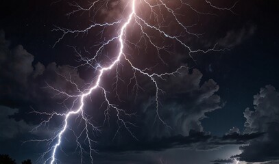A flash of lightning and thunder spark on a transparent background. Modern lightning, electricity blast, or thunderbolt in the sky. Natural phenomenon of nerve cells or neural systems