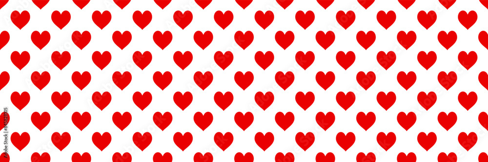Poster horizontal red heart seamless design for pattern and background.