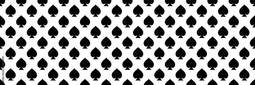 Poster horizontal black spades seamless design for pattern and background.