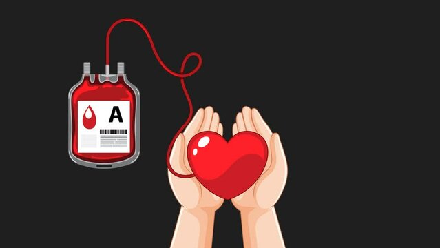 Be a Hero, Celebrate World Blood Donor Day, 4k video, Alpha background flat animation