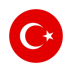 Turkey Flag Round Badge Icon Vector Illustration