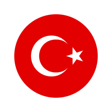 Turkey Flag Round Badge Icon Vector Illustration