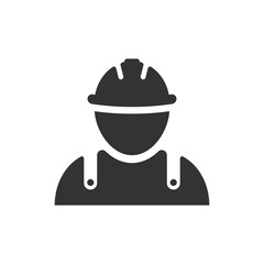 Construction worker glyph icon industrial symbol vector illustration