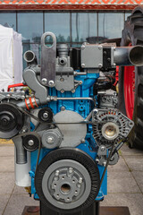 Image of a diesel engine of a modern tractor.