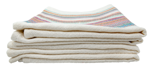 Kitchen linen towel on a white background. Natural fabric towel isolate