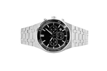 Luxury watch isolated on white background. With clipping path for artwork or design. Black.