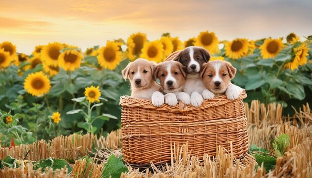 Perritos en cesta.