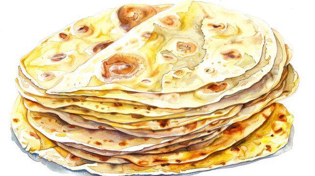 A stack of thin unleavened flatbreads, similar to tortillas.