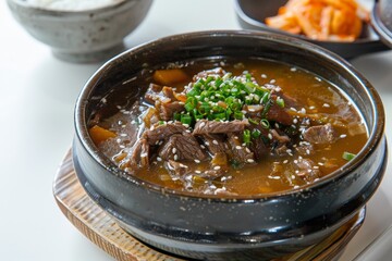 Sea mustard soup with beef on bowl Korea