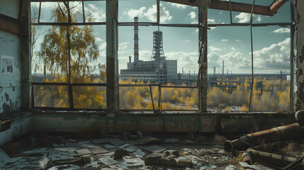 Fototapeta premium Chernobyl disaster: ruins of the city