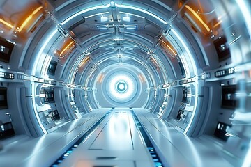 Futuristic Cybernetic Corridor – A Vision of Advanced Technology and the Future