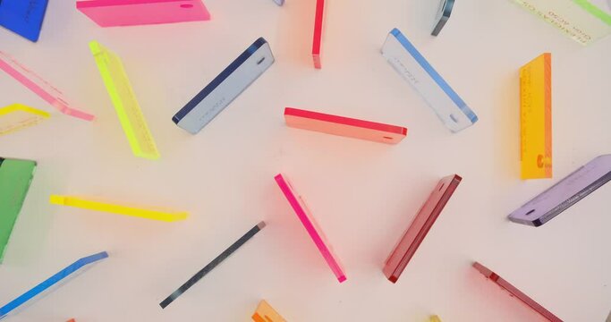 different colours Cast Acrylic Sheet - Plexiglas on a rotation table