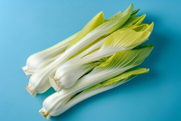 Slice fresh endive on a colorful surface