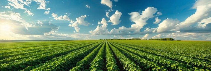 Beautiful abstract pattern of green crops field in farm land.