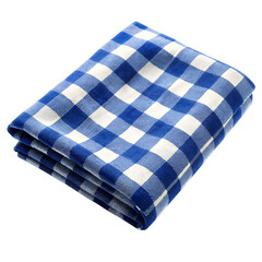 Folded Blue and White Checkered Tablecloth On Transparent Background