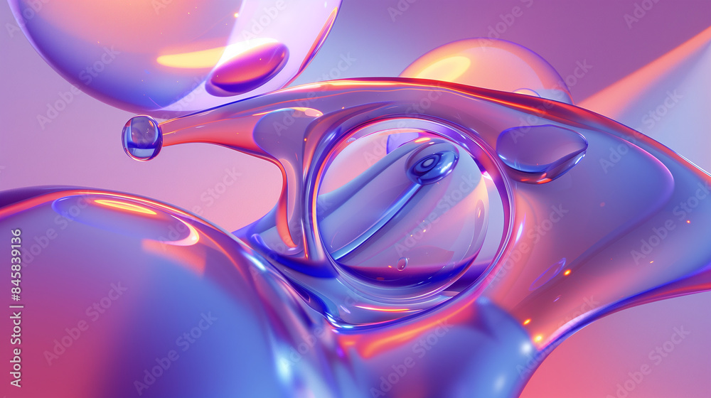 Aufkleber abstract liquid forming colorful and dynamic shapes