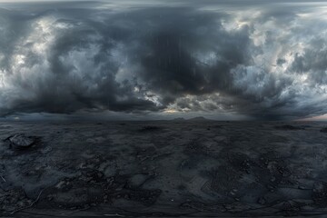 Stormy sky with black clouds HDRI panorama for 3D graphics or gaming Can be used as a sky dome or edited drone shot