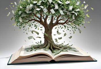 tree emerges from a book