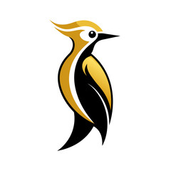 a minimalist golden Woodpecker logo vector art illustration