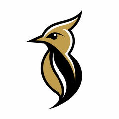 a minimalist golden Woodpecker logo vector art illustration