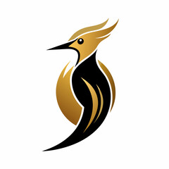 a minimalist golden Woodpecker logo vector art illustration