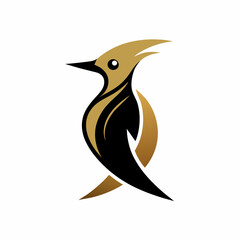 a minimalist golden Woodpecker logo vector art illustration
