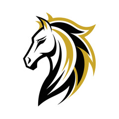 a minimalist logo vector art illustration with a points horse head logo,