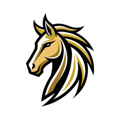 a minimalist logo vector art illustration with a points horse head logo,