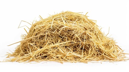 A pile of hay over white background isolated