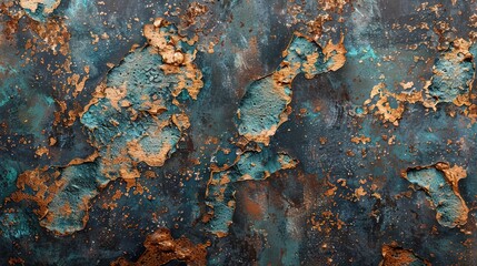 Antique copper patina metal pattern. Oxidized material. Authentic metallic texture abstract background design