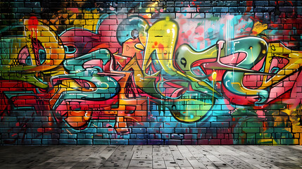 Fototapeta premium Wall with bright graffiti
