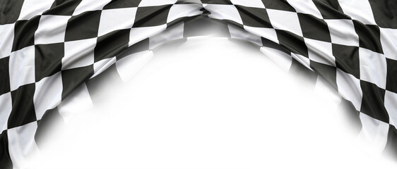 Checkered racing flag on white