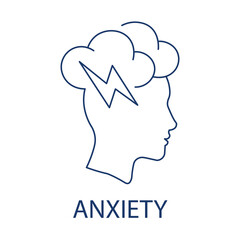 Anxiety Vector Icon - Psychological Well-being, Stress Disorders, and Mental Health.
