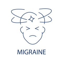 Migraine Vector Icon - Medical Symptoms, Pain Relief, and Headache.