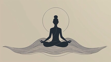 This is a simple and elegant line drawing of a person meditating.