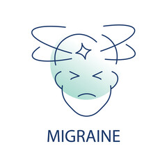 Migraine Vector Icon - Pain Relief, Headache, and Medical Symptoms.