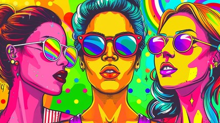 Bright and bold pop art texture celebrating lgbt pride with diverse individuals